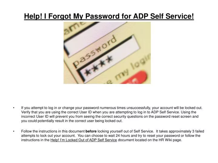 help i forgot my password for adp self service