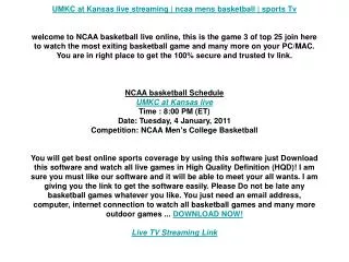 UMKC at Kansas live streaming | ncaa mens basketball | sport