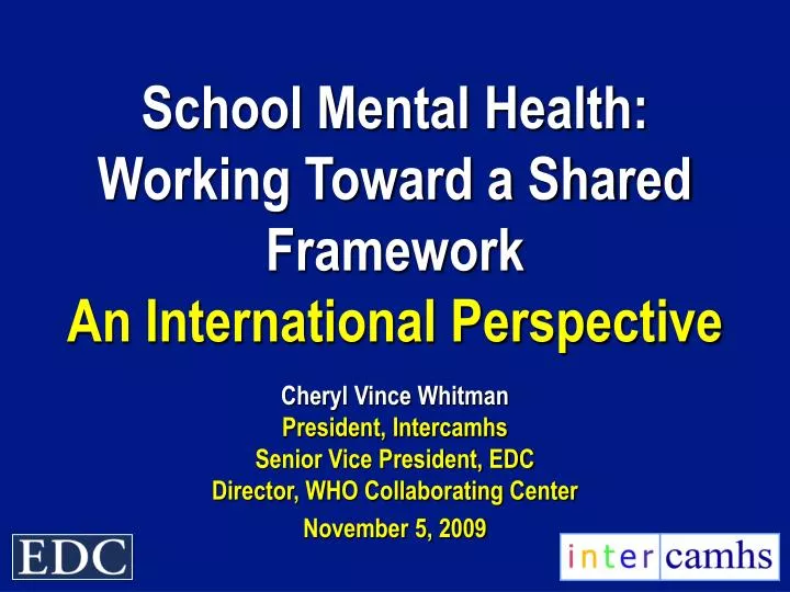 school mental health working toward a shared framework an international perspective