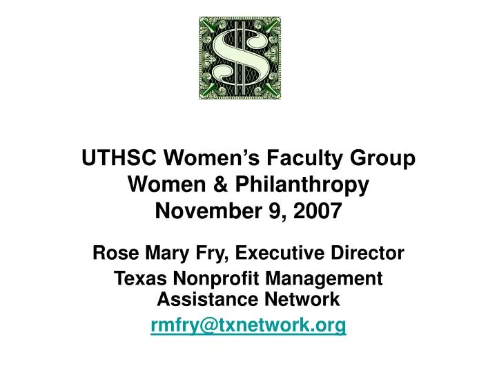 uthsc women s faculty group women philanthropy november 9 2007