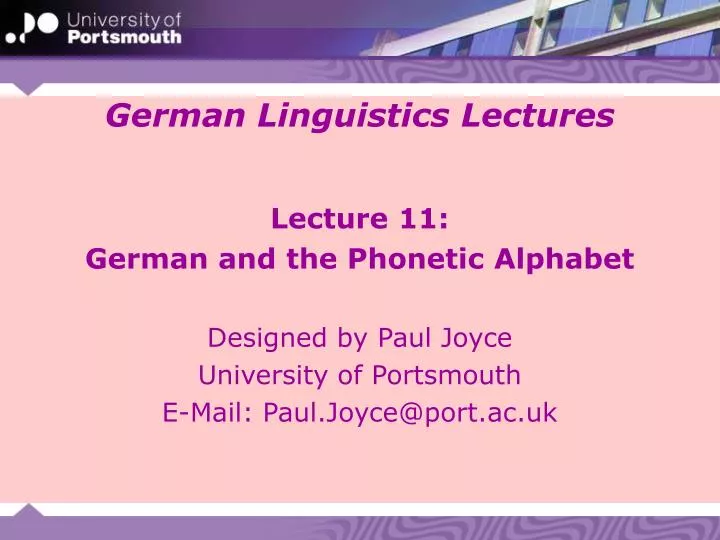 german linguistics lectures