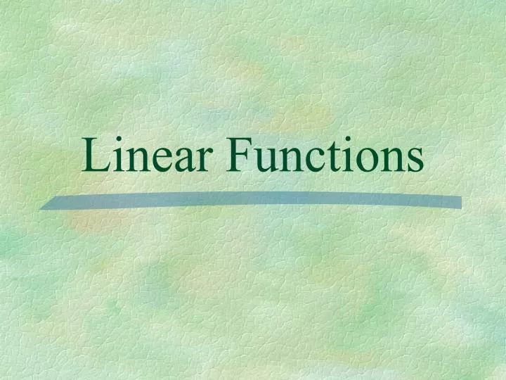 linear functions