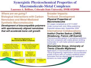 Synergistic Physicochemical Properties of Macromolecule-Metal Complexes Laurence A. Belfiore, Colorado State University,