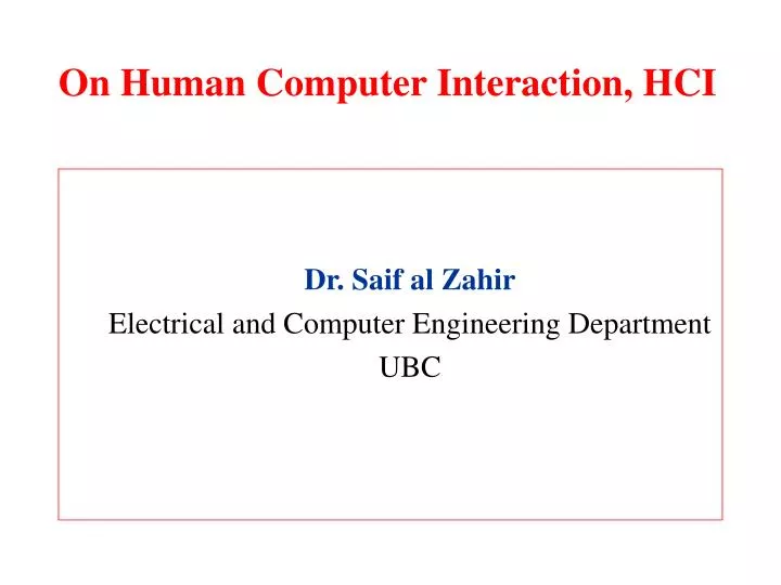 on human computer interaction hci