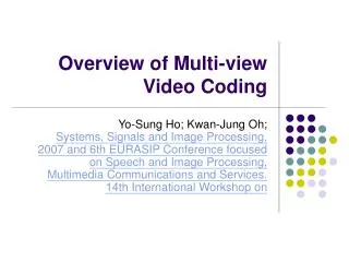 Overview of Multi-view Video Coding