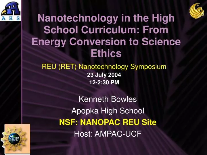 nanotechnology in the high school curriculum from energy conversion to science ethics