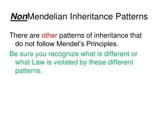 Non Mendelian Inheritance Patterns
