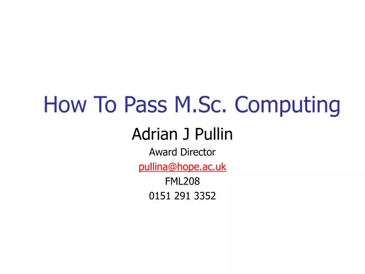 how to pass m sc computing