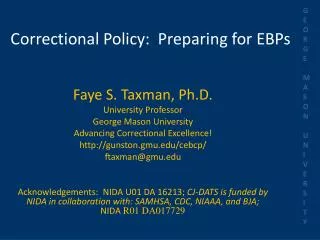 Correctional Policy: Preparing for EBPs