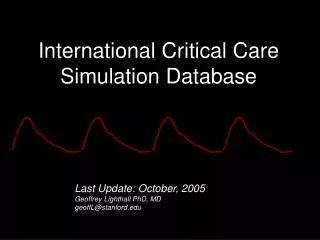International Critical Care Simulation Database