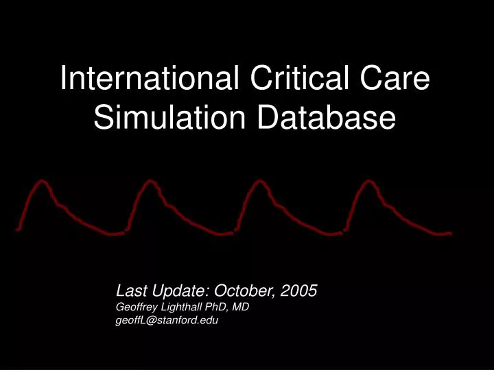 international critical care simulation database