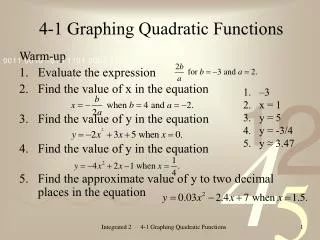 4-1 Graphing Quadratic Functions