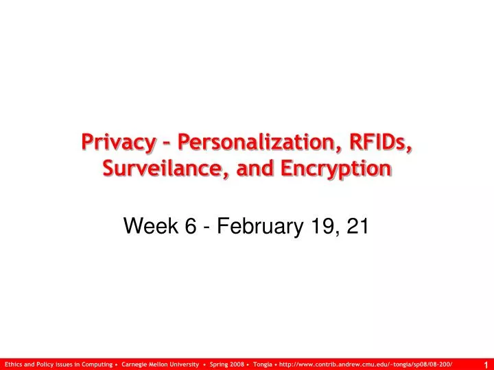 privacy personalization rfids surveilance and encryption