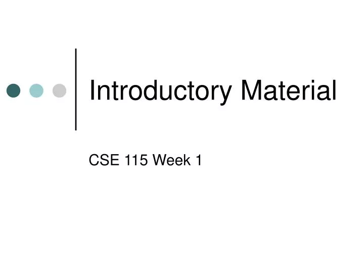 introductory material