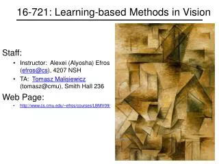 16-721: Learning-based Methods in Vision