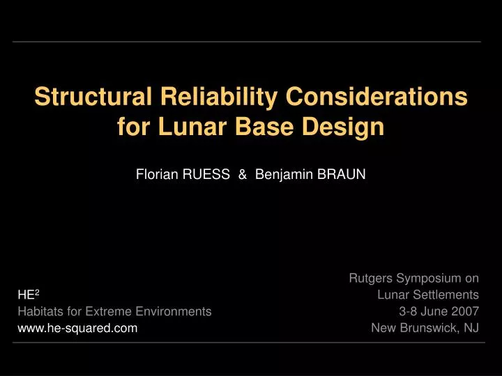 structural reliability considerations for lunar base design
