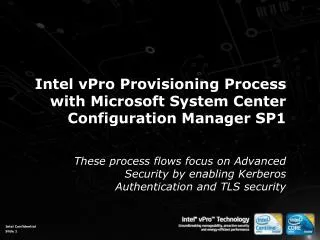 Intel vPro Provisioning Process with Microsoft System Center Configuration Manager SP1