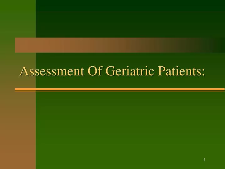 assessment of geriatric patients