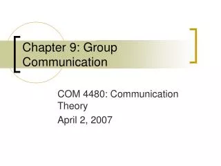 Chapter 9: Group Communication