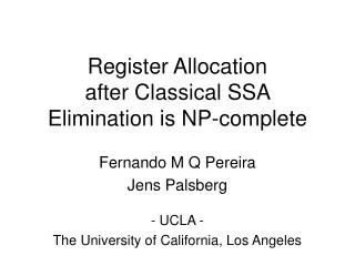 Register Allocation after Classical SSA Elimination is NP-complete