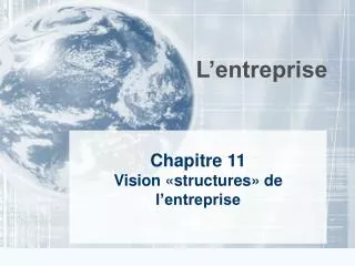 Chapitre 11 Vision «structures» de l’entreprise