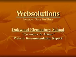 Oakwood Elementary School &quot;Excellence In Action&quot; Website Recommendation Report