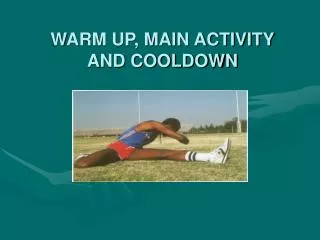 WARM UP, MAIN ACTIVITY AND COOLDOWN