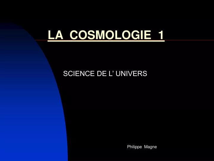 la cosmologie 1