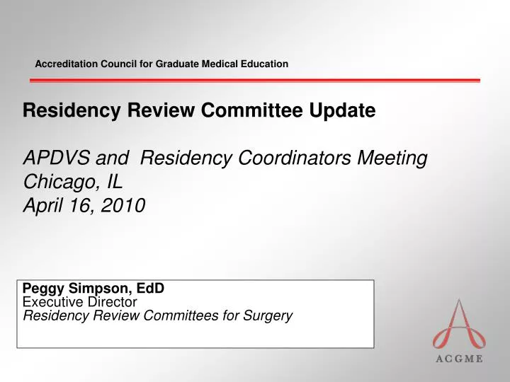 peggy simpson edd executive director residency review committees for surgery