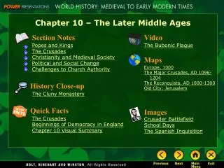 Chapter 10 – The Later Middle Ages