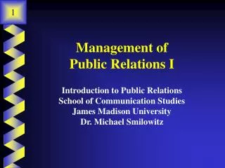 Management of Public Relations I
