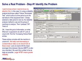 Solve a Real Problem - Step #1 Identify the Problem