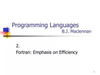 Programming Languages	 					B.J. Maclennan