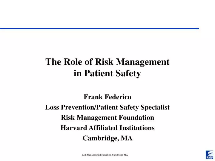 the role of risk management in patient safety
