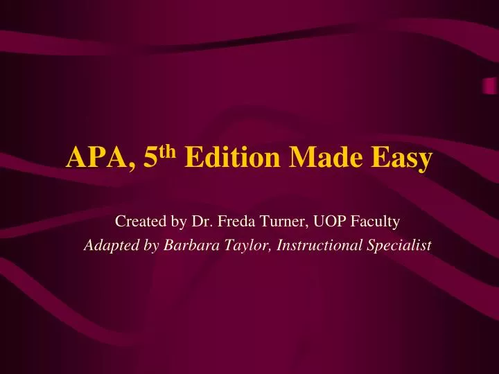 apa 5 th edition made easy