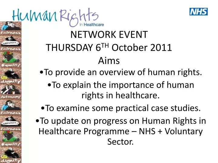 network event thursday 6 th october 2011 aims