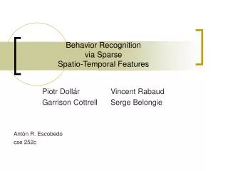 Behavior Recognition via Sparse Spatio-Temporal Features