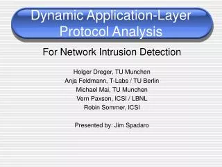 Dynamic Application-Layer Protocol Analysis