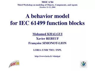 A behavior model for IEC 61499 function blocks