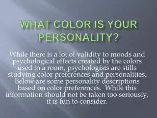 What Color Is Your Personality?