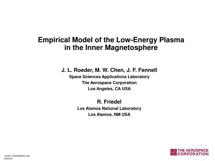 empirical model of the low energy plasma in the inner magnetosphere