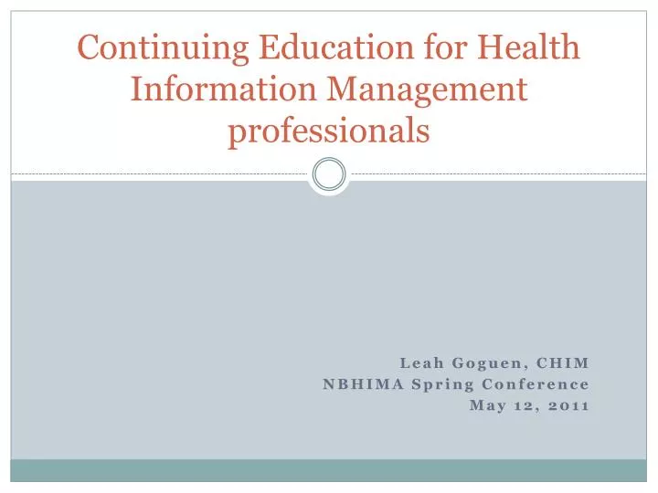 continuing education for health information management professionals
