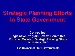 Strategic Planning Efforts in State Government