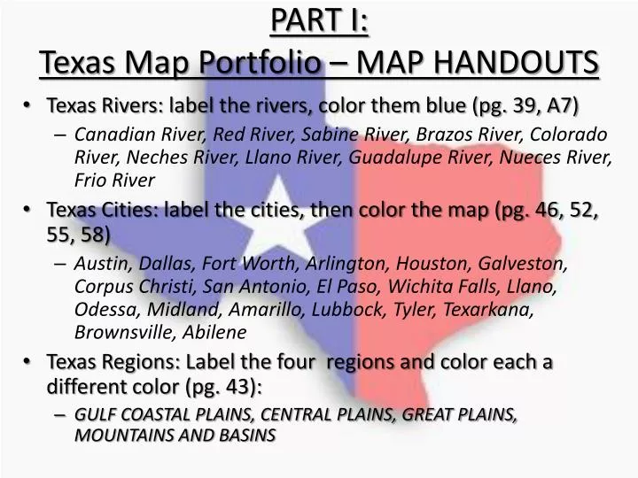 part i texas map portfolio map handouts