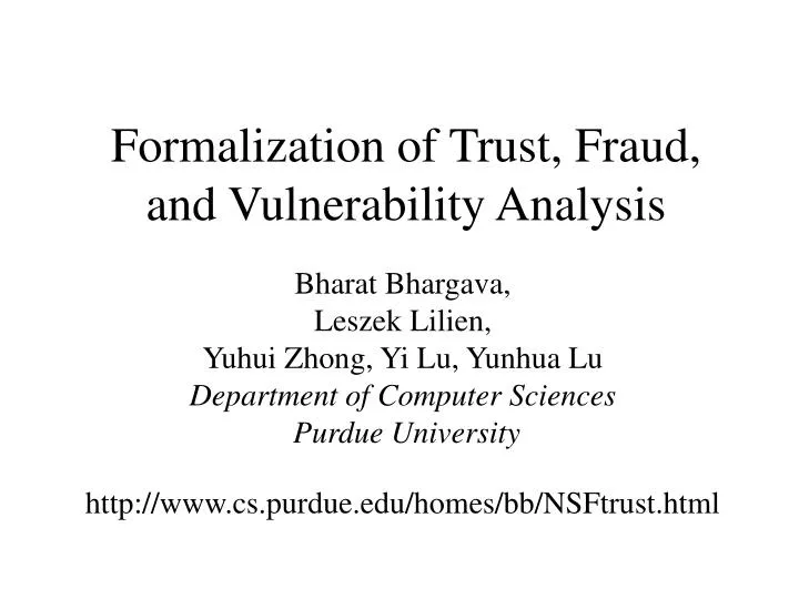formalization of trust fraud and vulnerability analysis