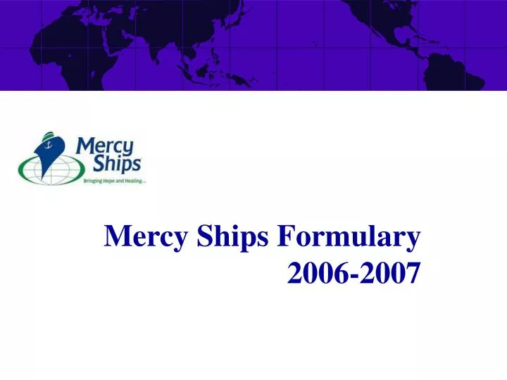 mercy ships formulary 2006 2007
