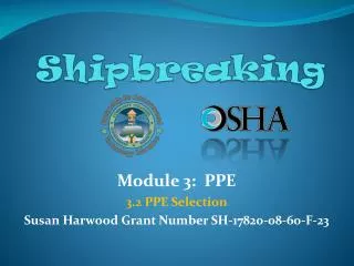 Module 3: PPE 3.2 PPE Selection Susan Harwood Grant Number SH-17820-08-60-F-23