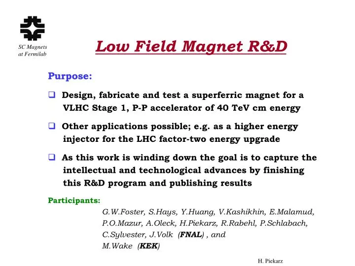 low field magnet r d