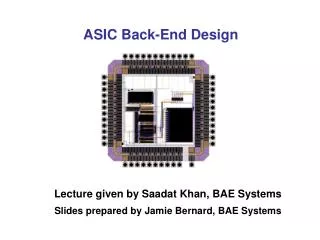 ASIC Back-End Design
