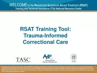 RSAT Training Tool: Trauma-Informed Correctional Care